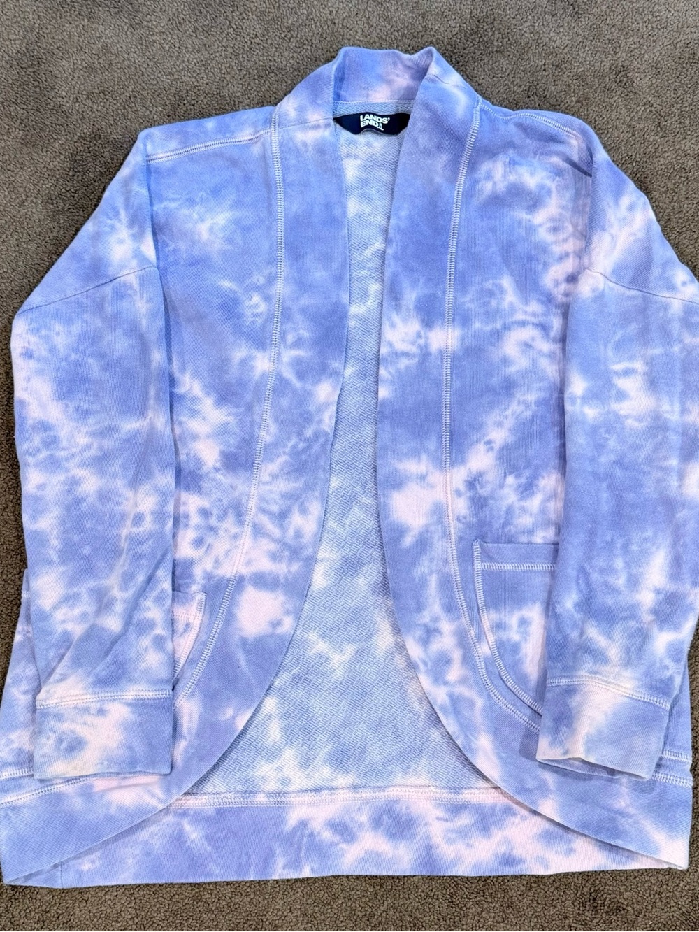Girls Land’s End Tie-Dye Open Cardigan